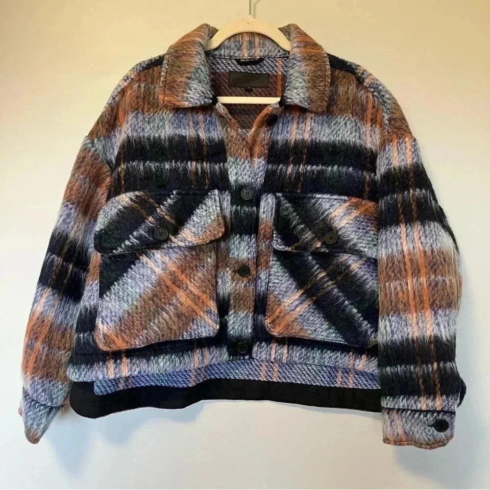 Blank NYC plaid  cropped shaket